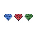 blue, red, green diamonds