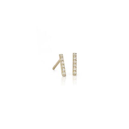 Diamond bar earrings in 14k yellow gold. 