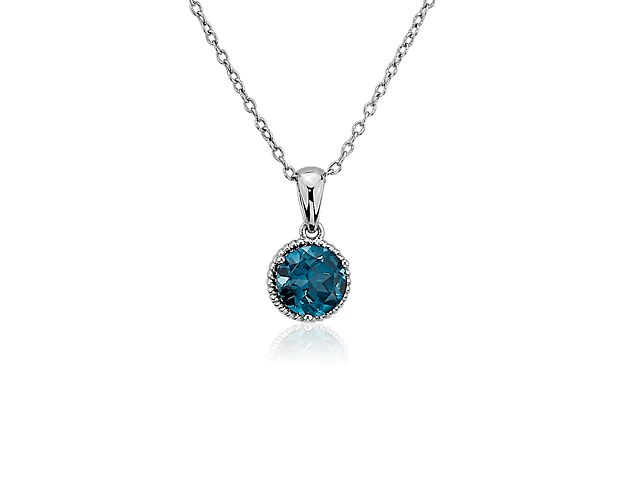 Show off a classic with this London blue topaz gemstone necklace, framed in sterling silver and finished off with elegant rope detailing. This necklace can be worn at 16 and 18 inches.