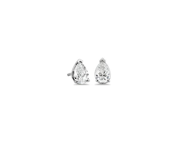 These stunning timeless stud earrings feature elegant pear-cut diamonds to lend sparkle to your style. The 14k white gold design promises a luxurious gleam that complements the stones.