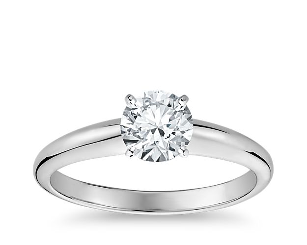 Unsure what setting she'd like best? Select the right diamond and set it on this simple and elegant band of 14k white gold. After your proposal, let her make the choice of setting style she prefers.