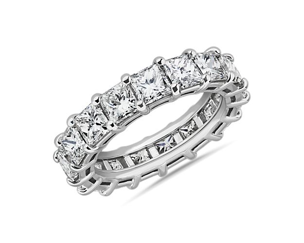 This lab grown diamond princess-cut eternity ring celebrates the brilliance of love, surrounded by the timeless shine of 14k white gold.