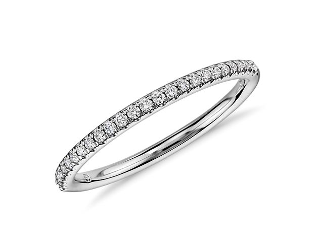 Accentuate the moment with this beautiful diamond ring, showcasing micropavé round diamonds set in 14k white gold.