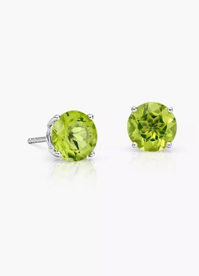 Peridot Stud Earrings in 14k White Gold