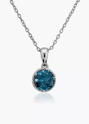 London Blue Topaz Rope Pendant in Sterling Silver