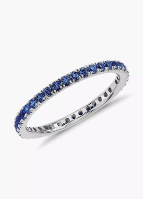 Riviera Pavé Sapphire Eternity Ring in 18k White Gold