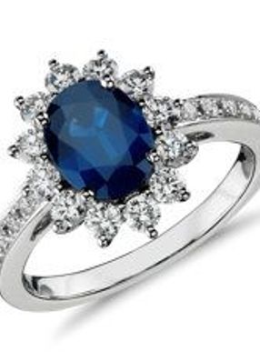 Oval Sapphire and Diamond Halo Ring