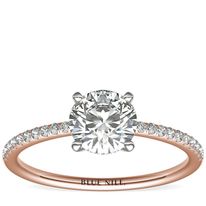 Petite Micropavé Diamond Engagement Ring in 14k Rose Gold (1/10 ct. tw.)