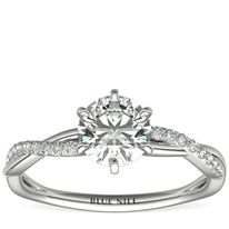 Six-Prong Petite Twist Diamond Engagement Ring in 14k White Gold (1/10 ct. tw.)